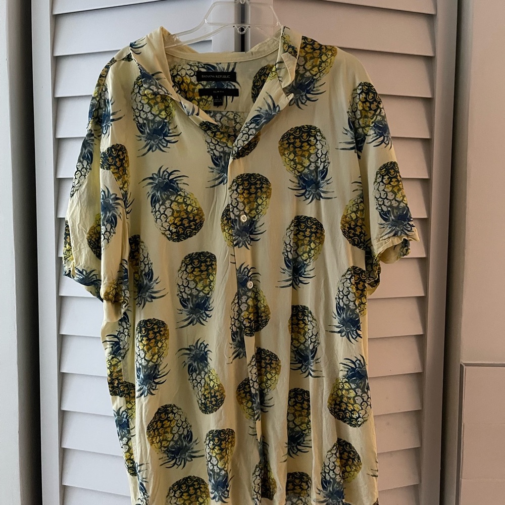 Banana Republic Yellow Pineapple Print Shirt